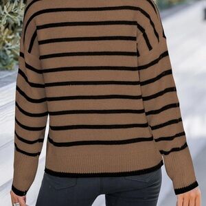 Cupshe Cream and White Striped Sweater